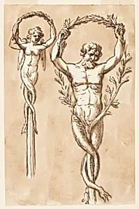 Two figures as crests of poles by Giuseppe Barberi, Italian, 1746–1809