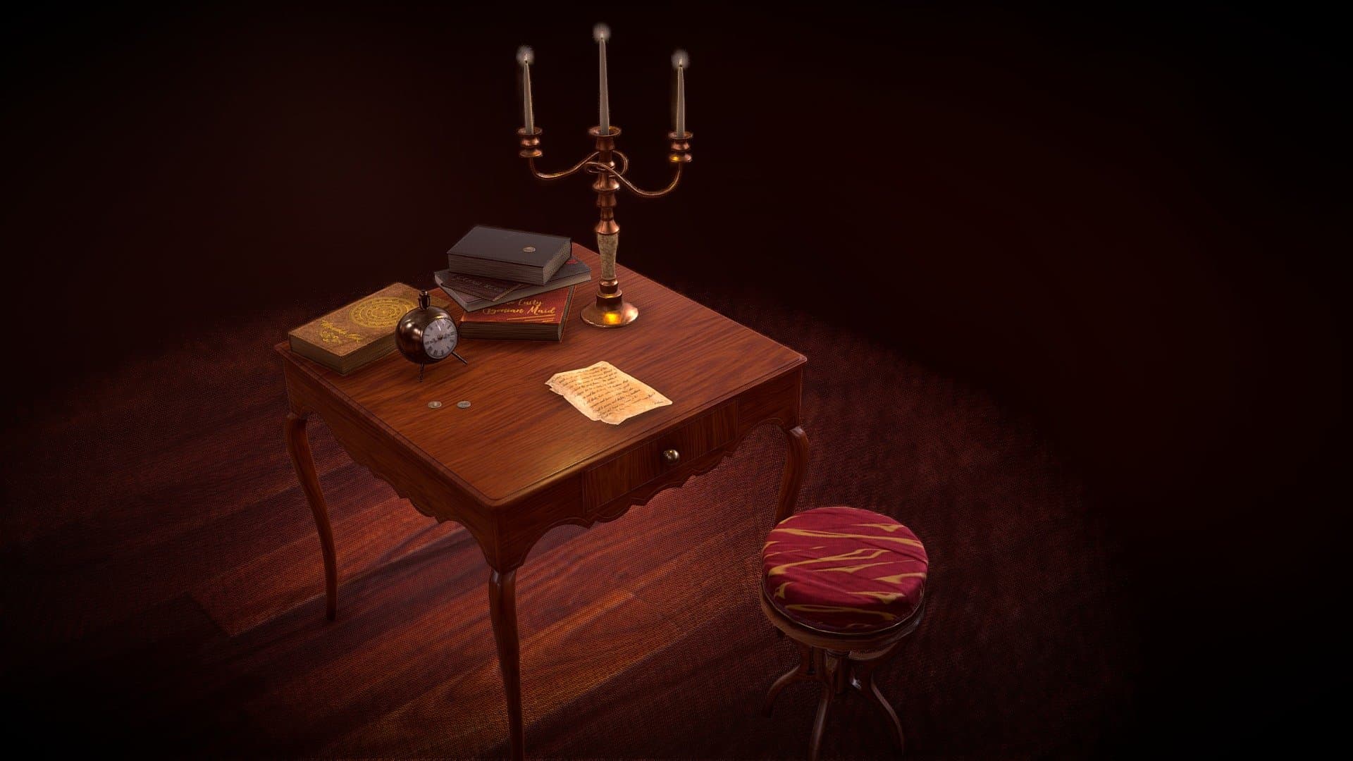 Small Antique Table Asset