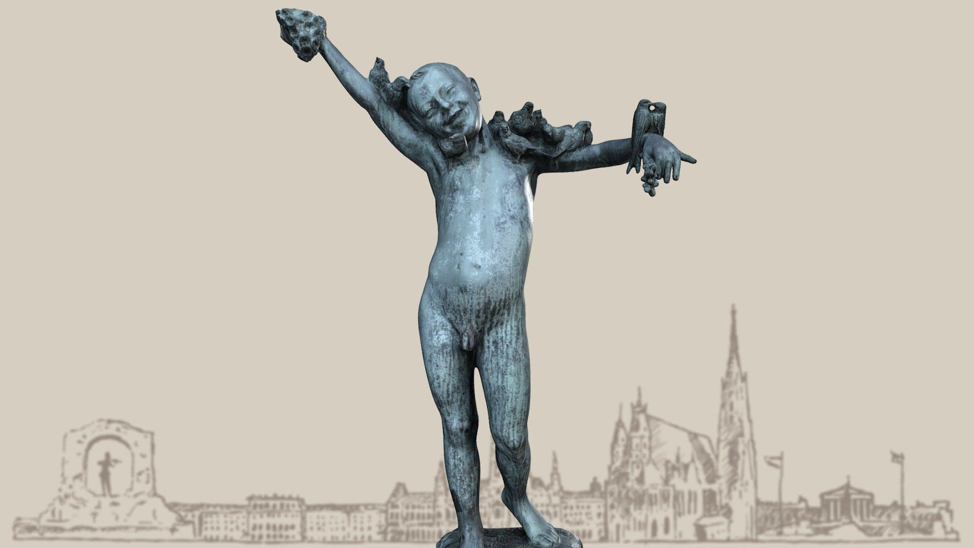 Knabe mit Vögeln