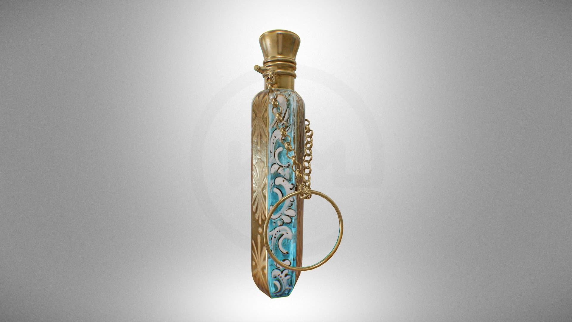 Perfume bottle with a chain