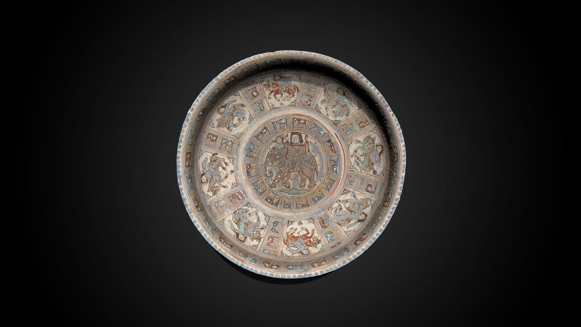 Minai 'Bowl Depicting a Lady Riding an Elephant'