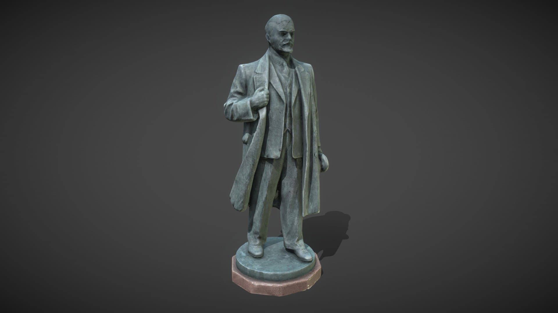 Tartu Lenin statue (bronze, 1952). Low-poly, PBR