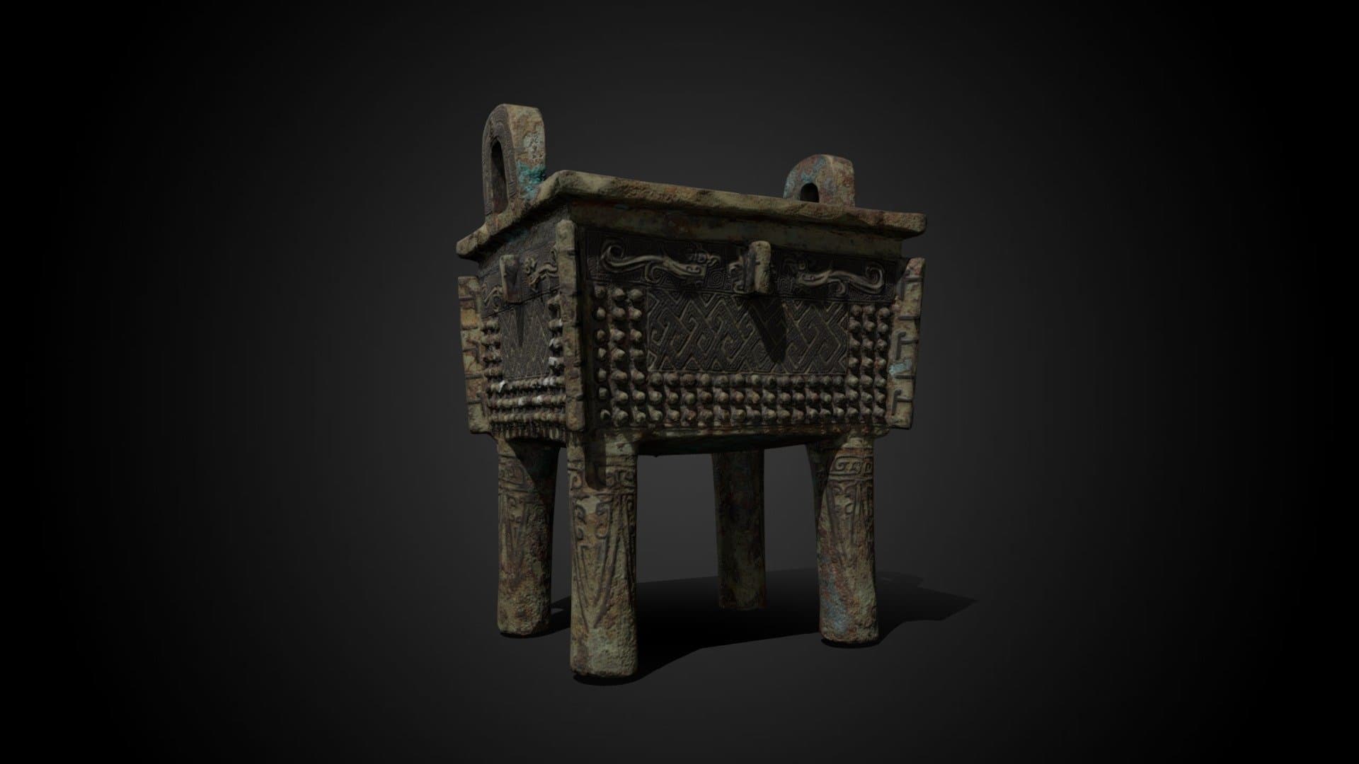 Low-poly Fangding food vessel
