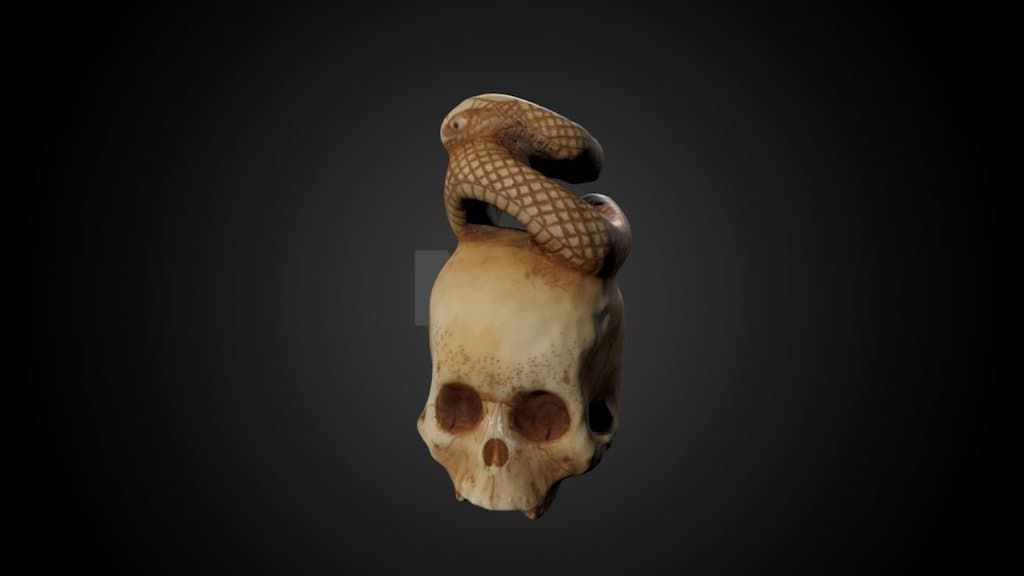 Ivory skull netsuke