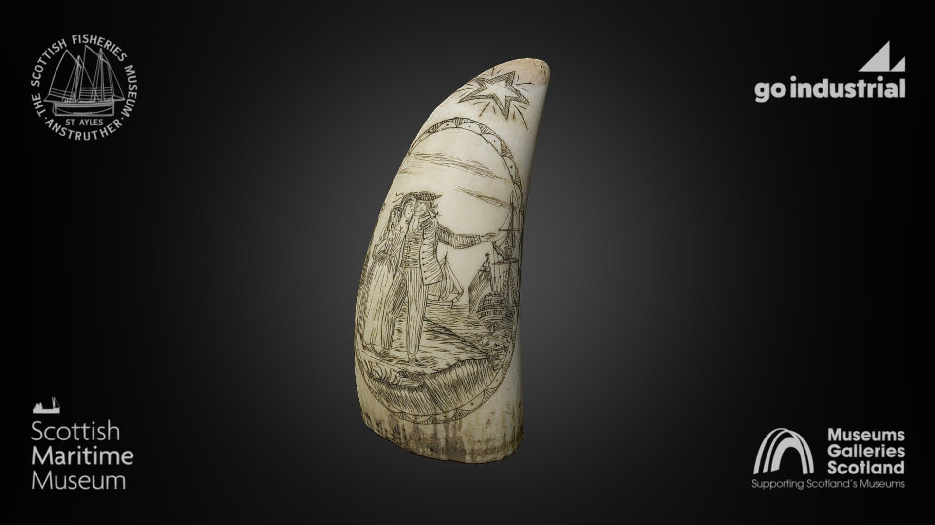 Carved Sperm Whale Tooth (Scrimshaw)