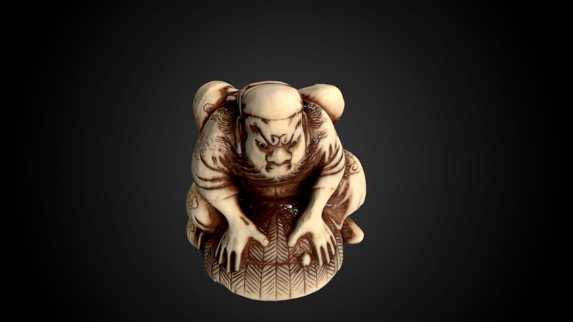 Netsuke - Shoki capturing an oni
