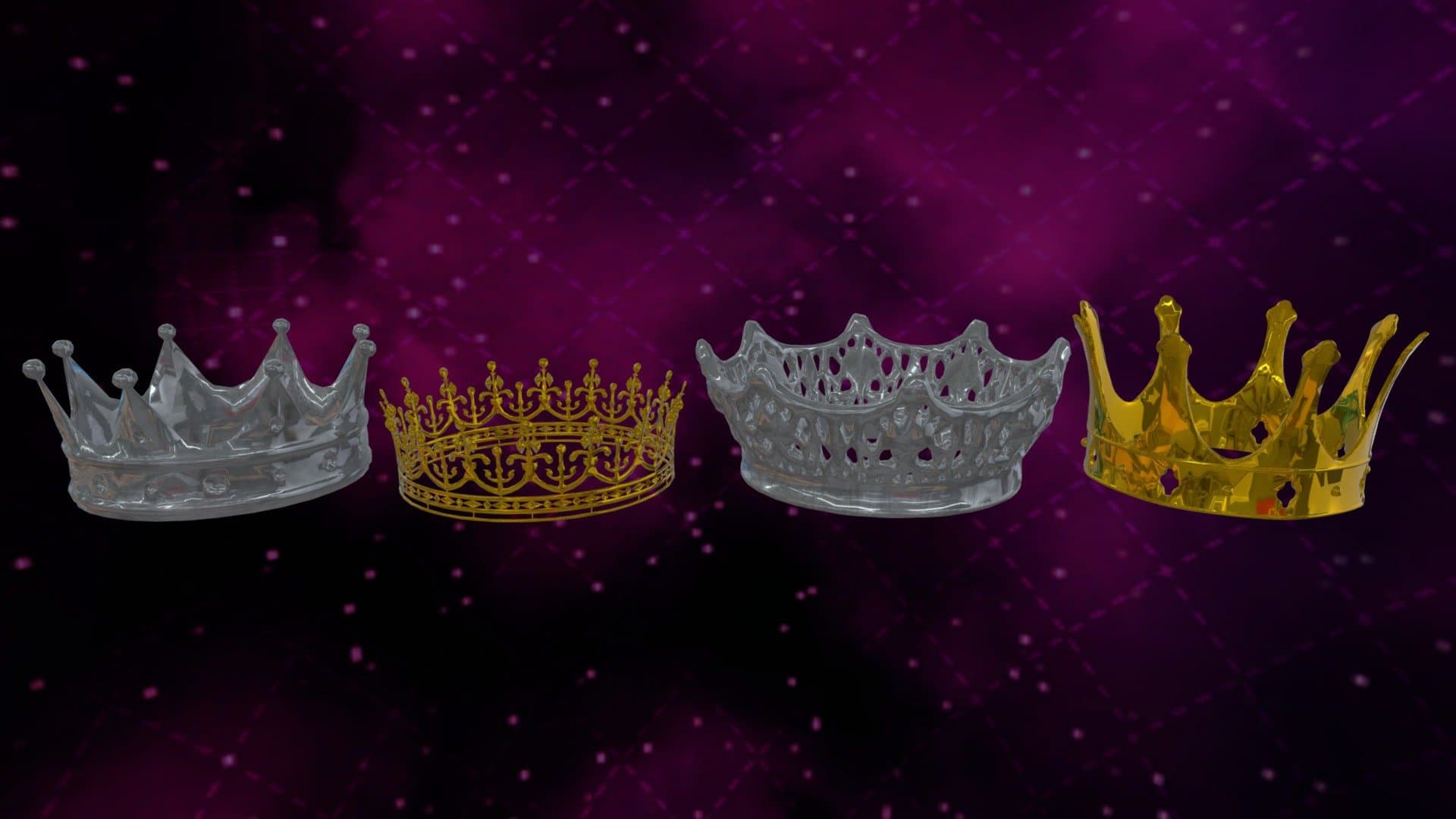 Crown Set Collection FBX Low Poly FREE