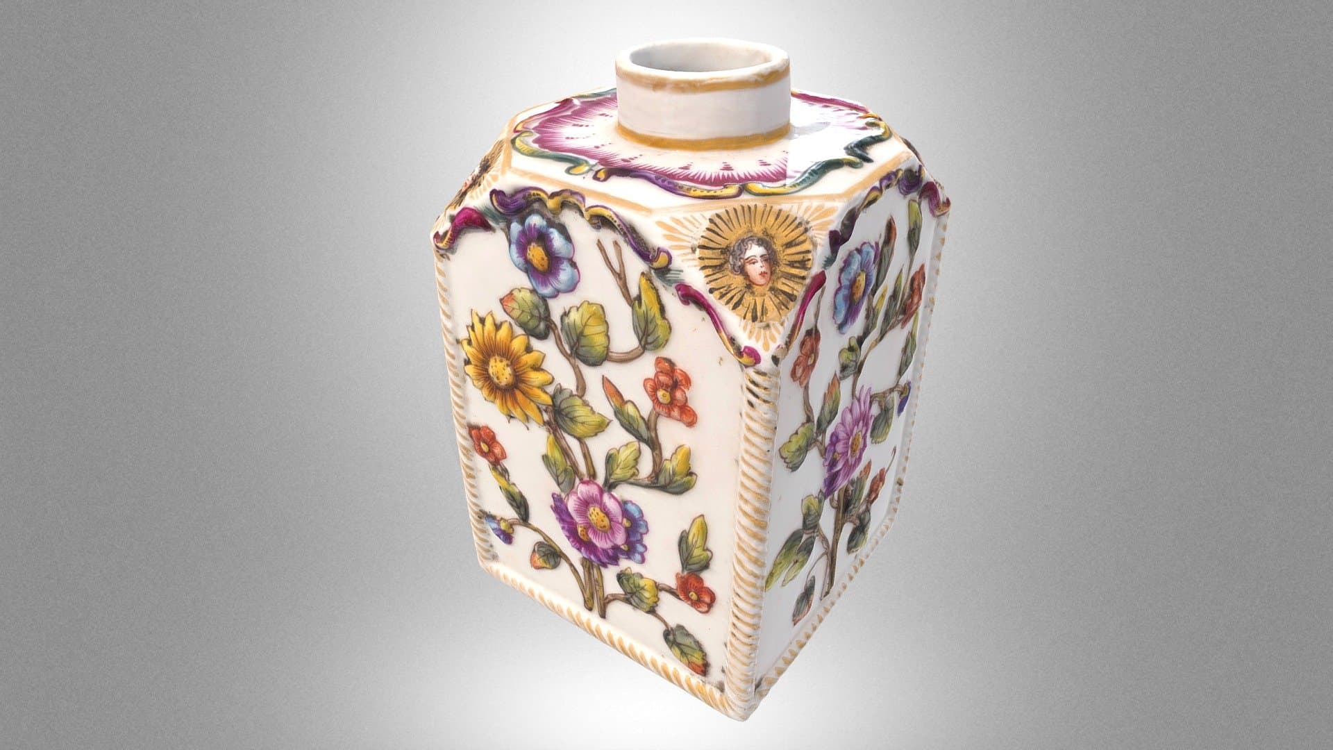 Porcelain bottle with an ornamentation