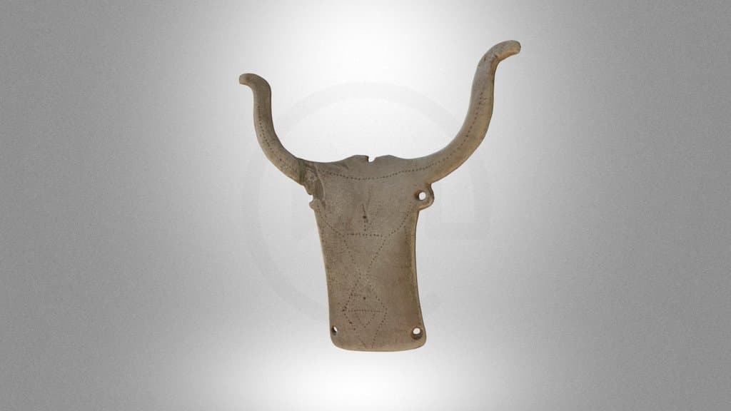 Bone plaque in the shape of a bull’s head