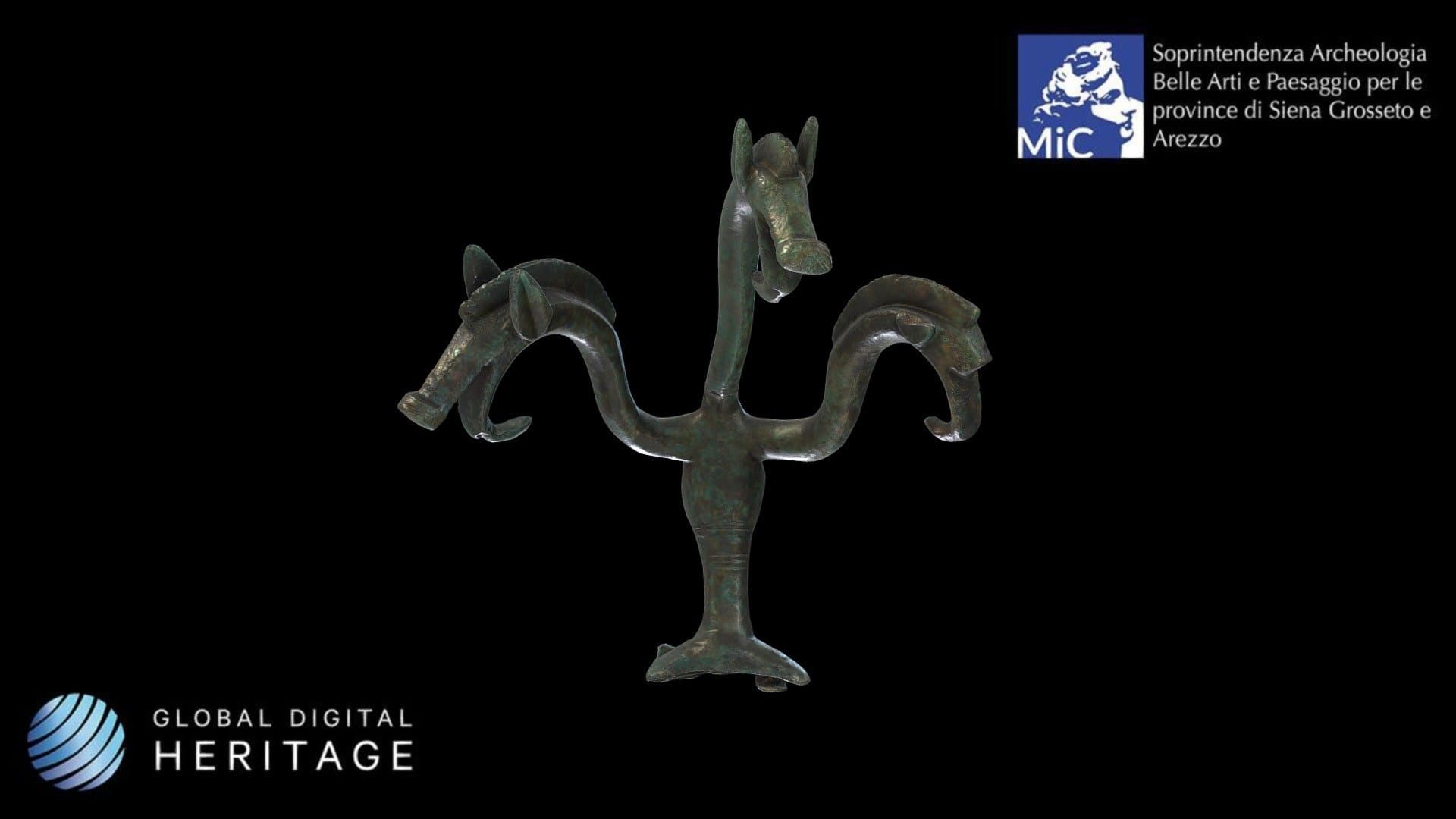 Etruscan bronze amphora handle