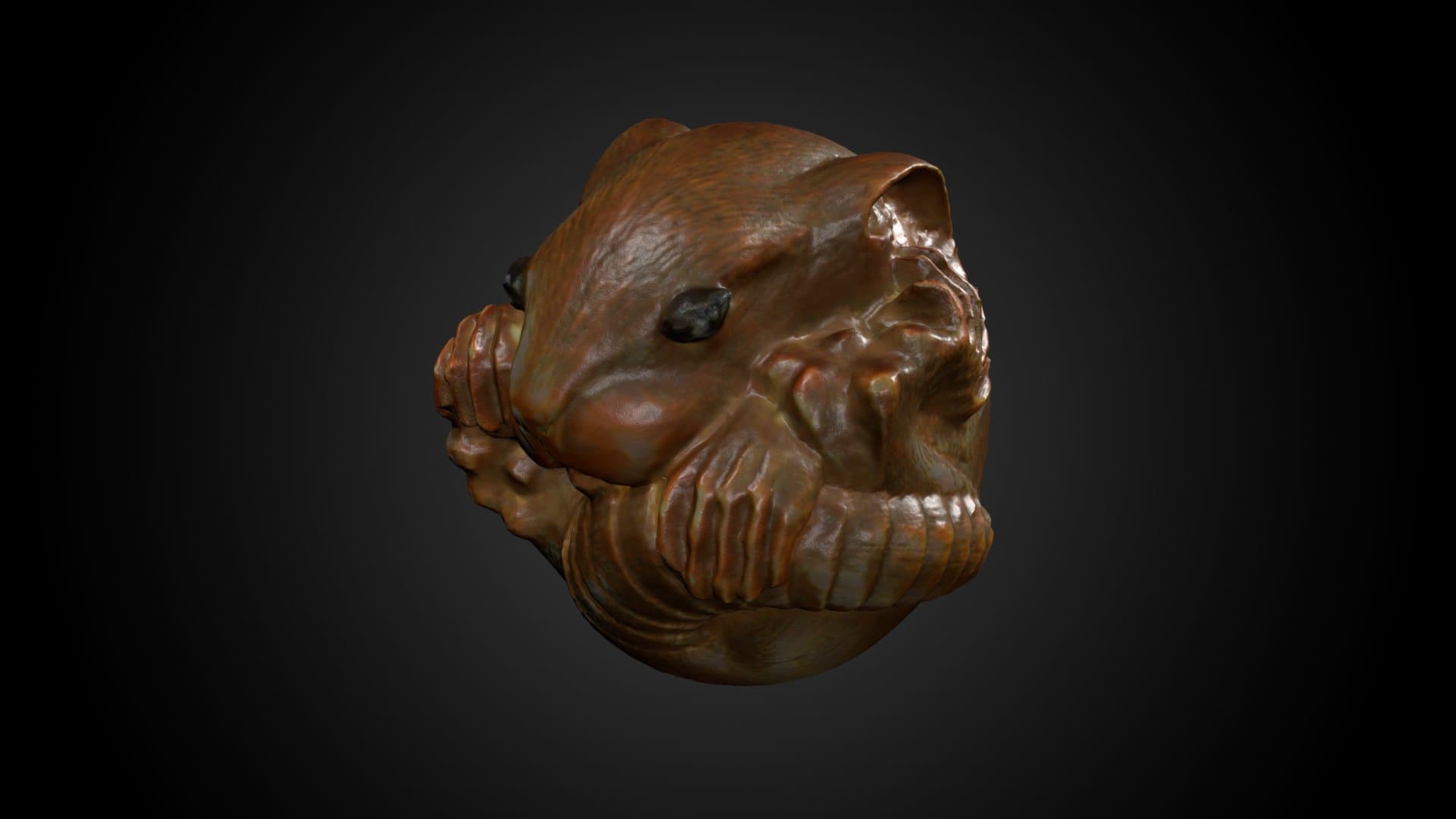 Curled Rat netsuke, test scan