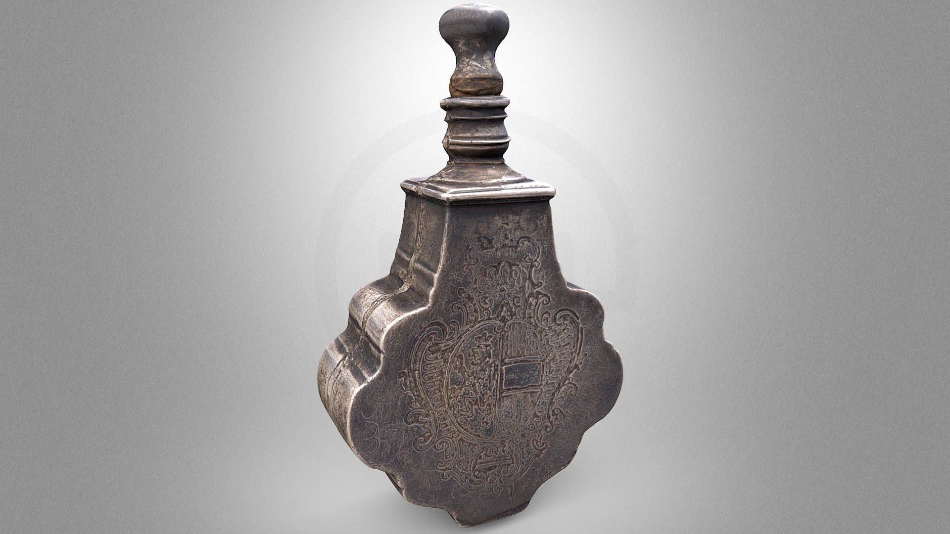Silver bottle with an engraving