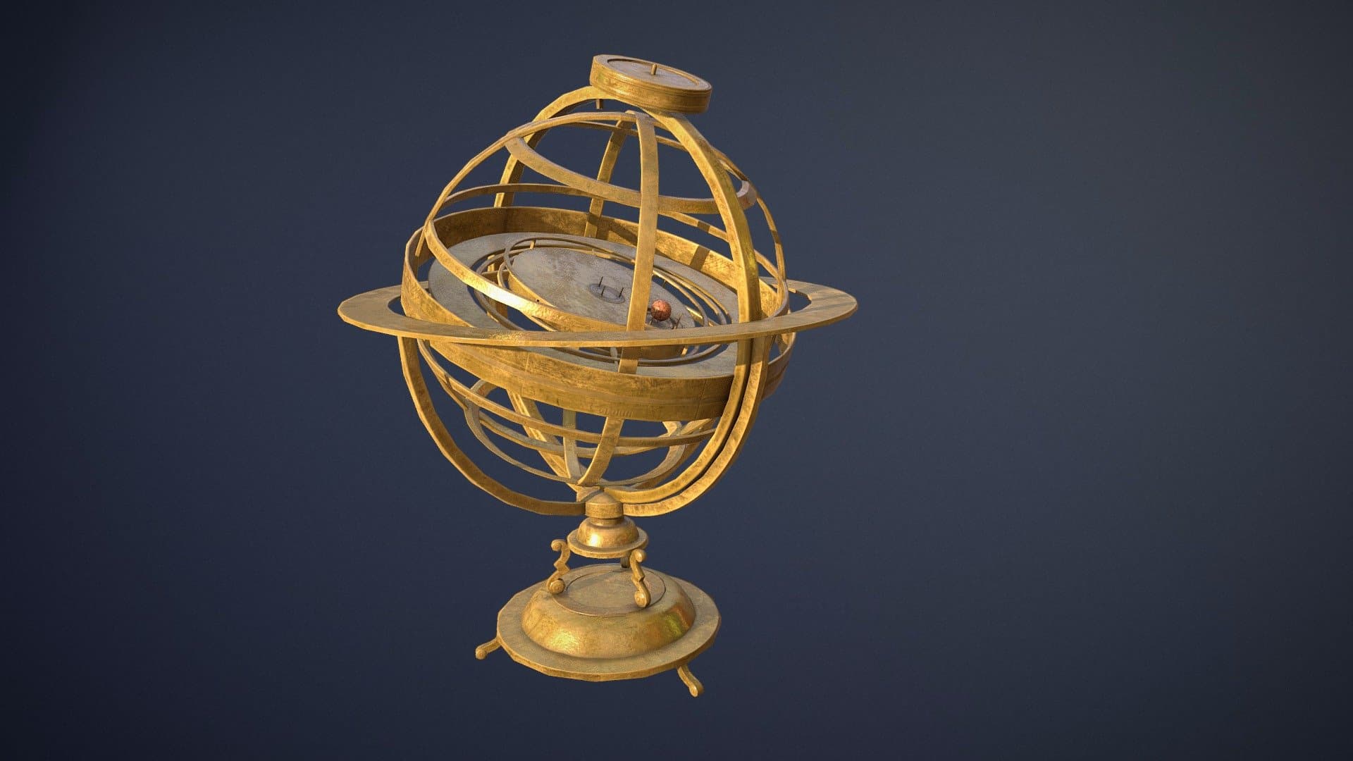 Old Brass Globe - game-ready asset