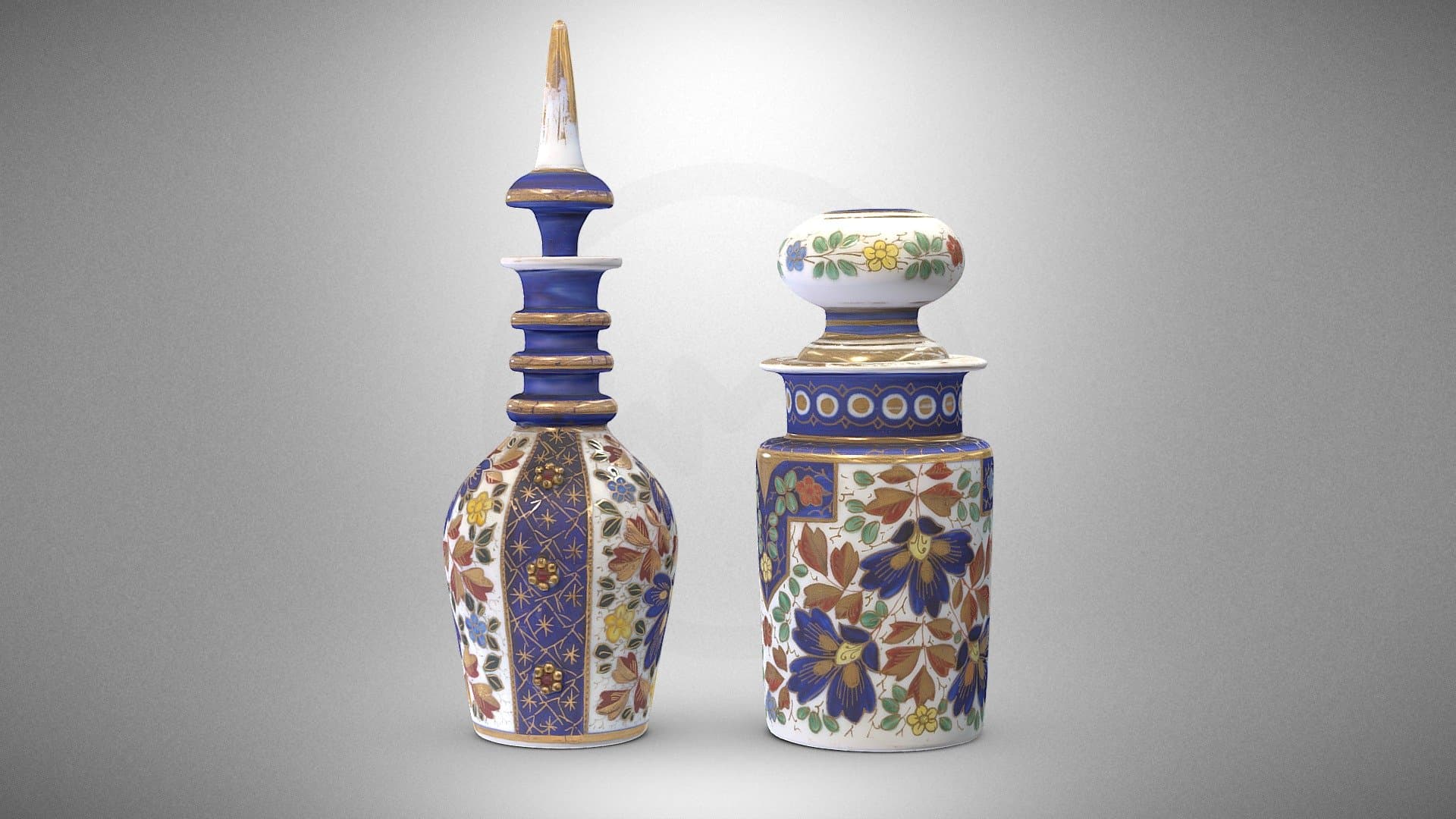 Perfume bottles with floral motives