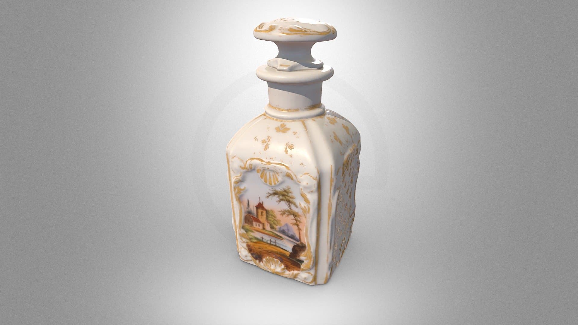 Porcelain bottle with miniature landscapes