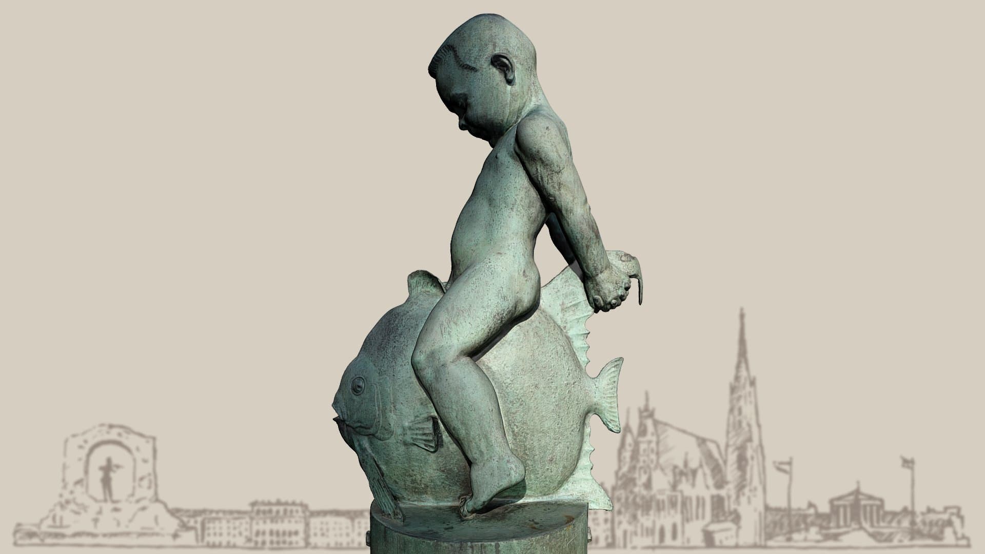 Putto auf Fisch