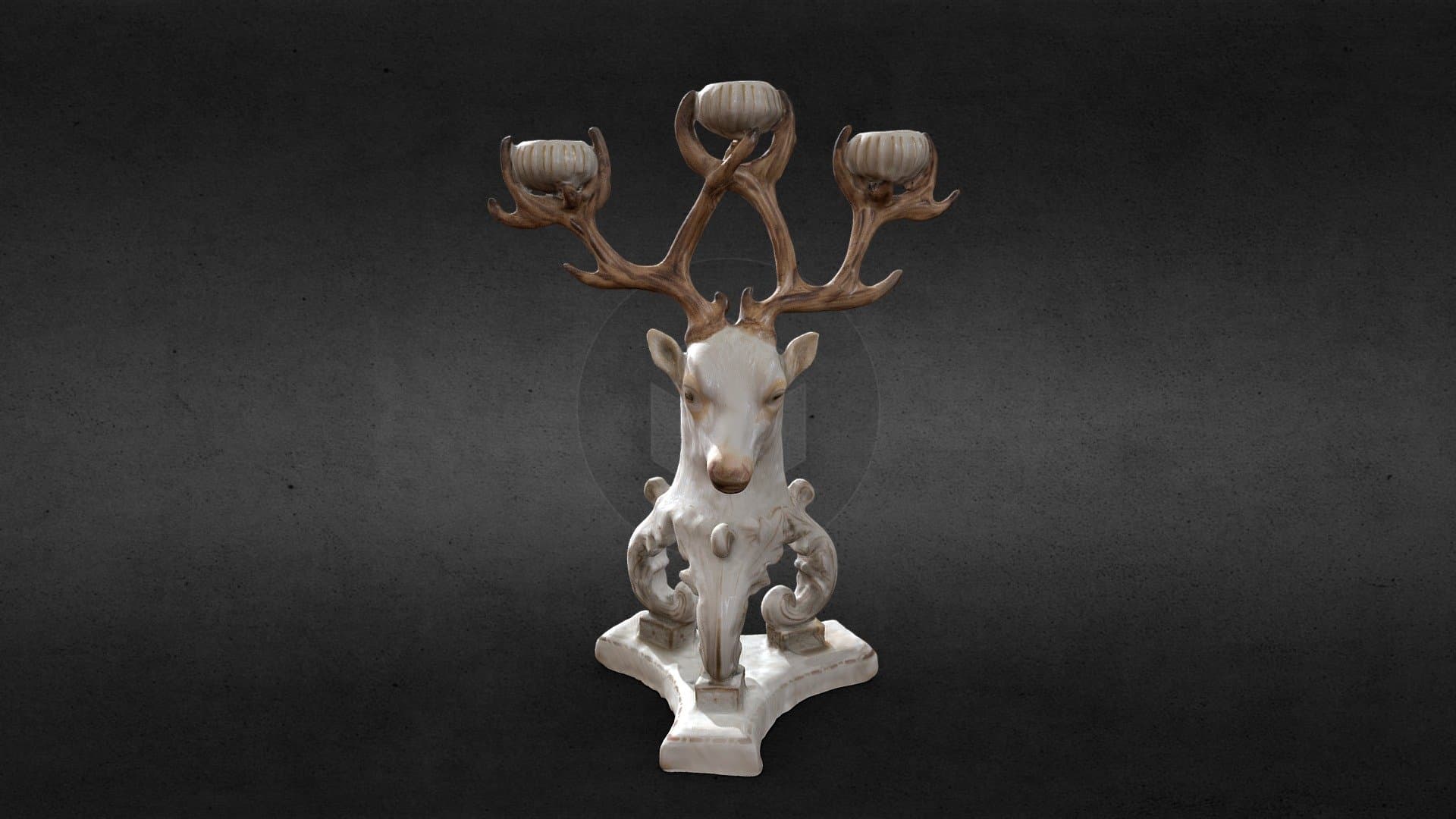 Belleek Candelabrum, Stags Head