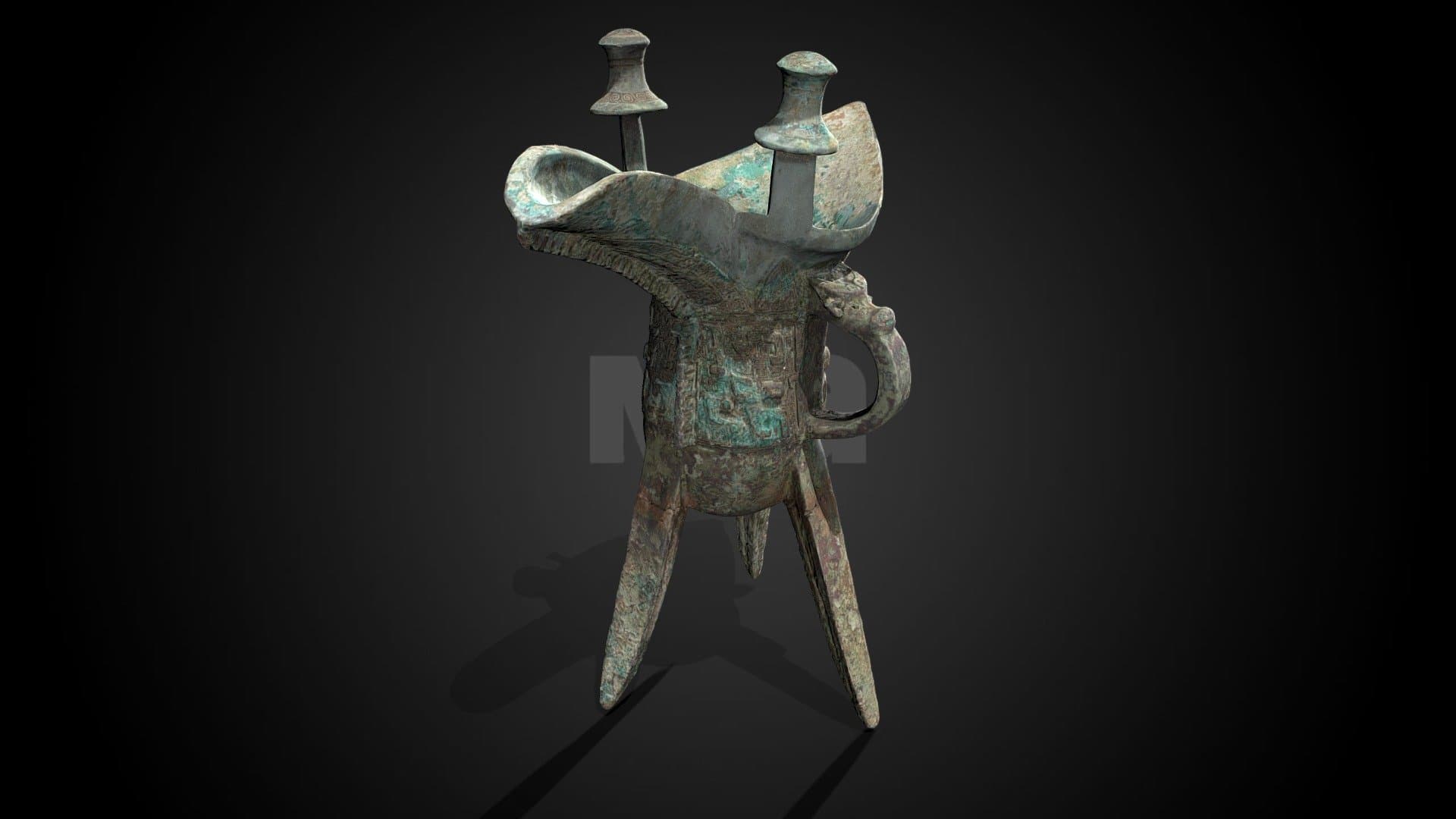 Annotated jue wine vessel, 12th–11th century BCE