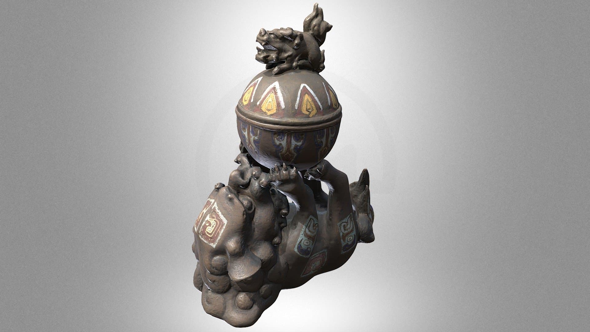 Ink dish in the shape of a Chinese lion