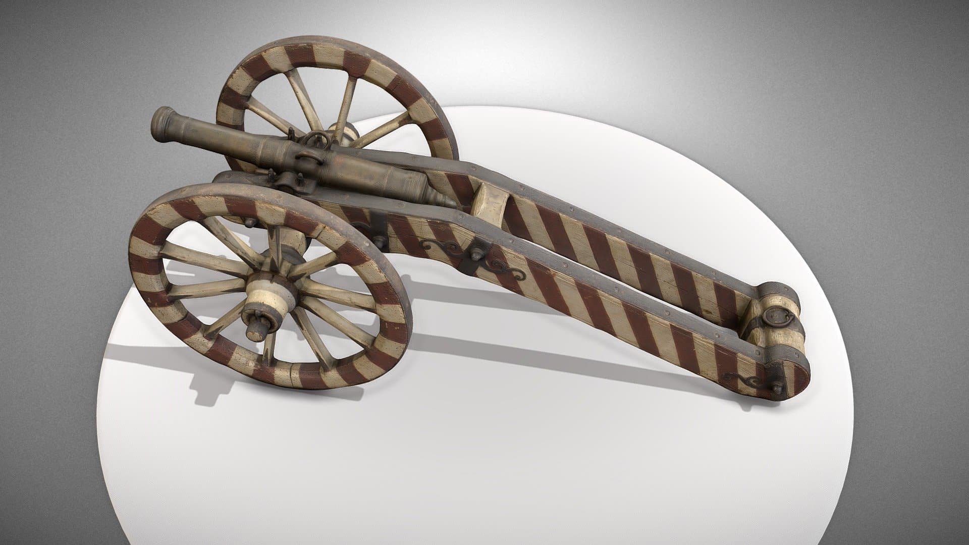 Bronze cannon on a gun carriage