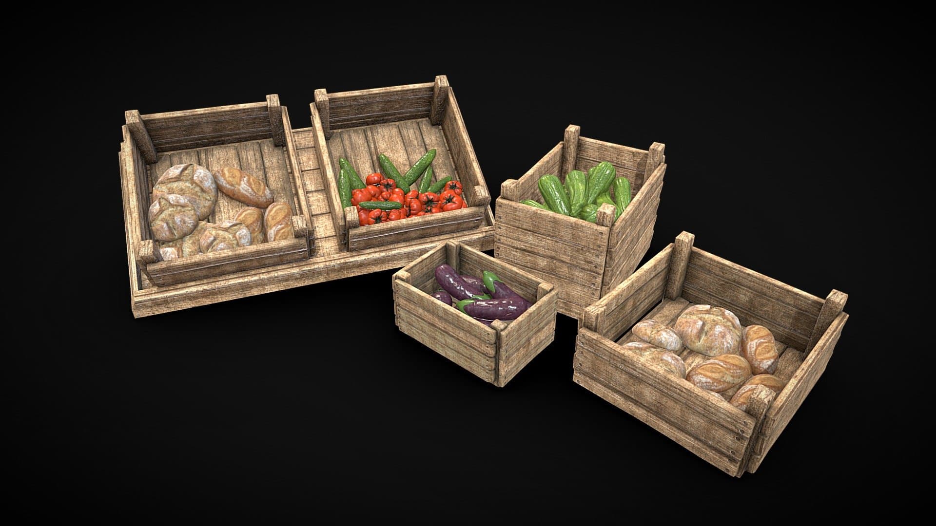 Medieval Market/ Vegetables and Boxes