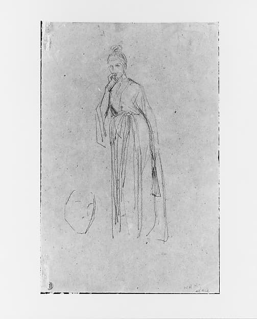 Woman with a Fan; Sketch of a Head