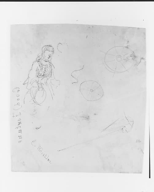 Female Figure; Wheels; Autograph (from Sketchbook)