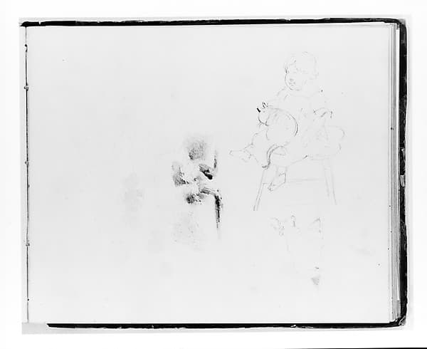 Three Studies: Tree; Girl with a Cat; Cow (from Sketchbook)