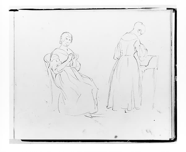 Two Studies: Woman Sewing; Woman at a Desk (from Sketchbook)