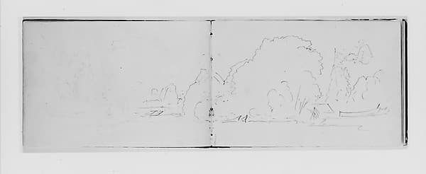 Outline of Trees, Figure, and Canoe (from Sketchbook X)