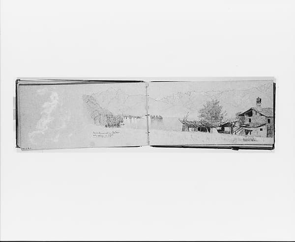 Village, Mountains, and Lake [Maggiore?] (recto, from sketchbook)