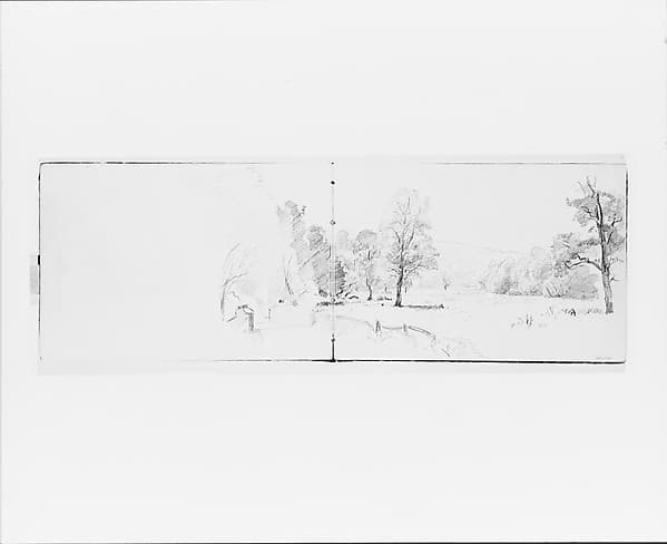 Trees and Fence Framing a Country Lane (from Sketchbook VII)