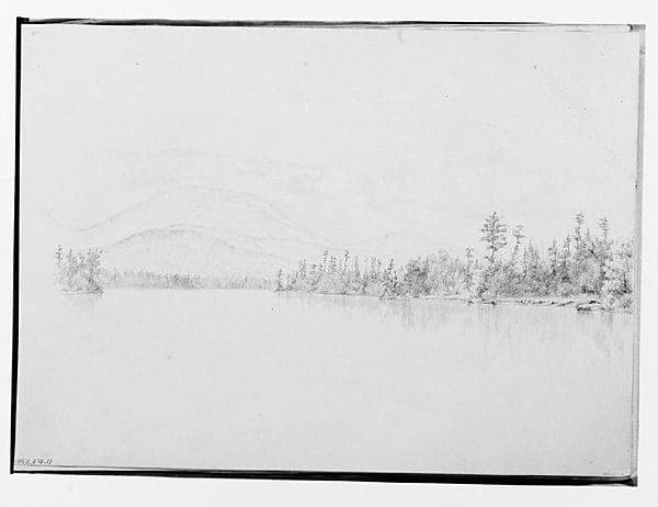 View Across A Lake or River to Mountains (from Sketchbook)