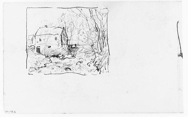 View of House by Waterfall and Stream (from Sketchbook)