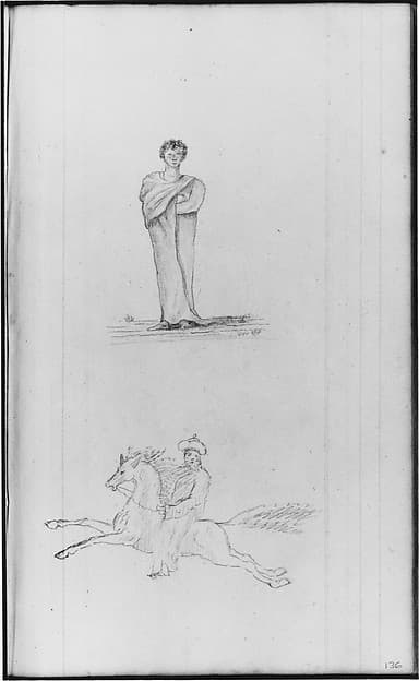 Standing Male Figure; Male Figure on a Horse (from Sketchbook)