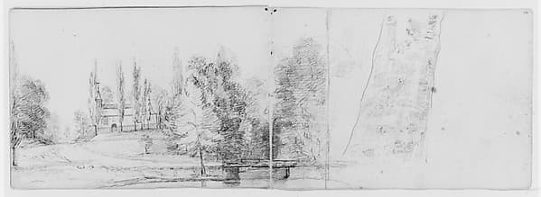 Landscape with Schoolhouse; Study of a Tree (from Sketchbook)
