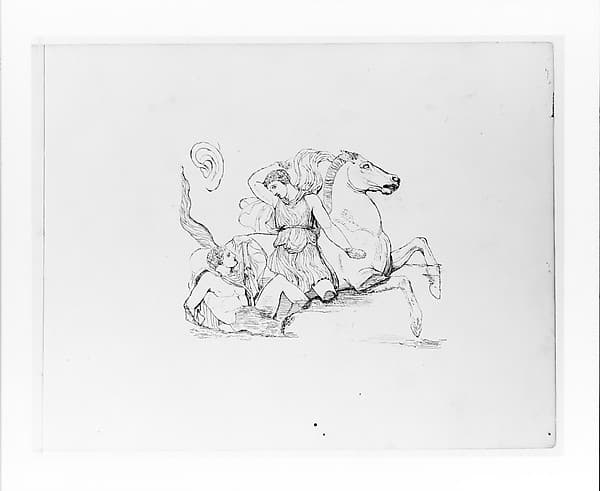 Two Male Figures with a Horse (after the Parthenon Frieze?) (from Sketchbook)