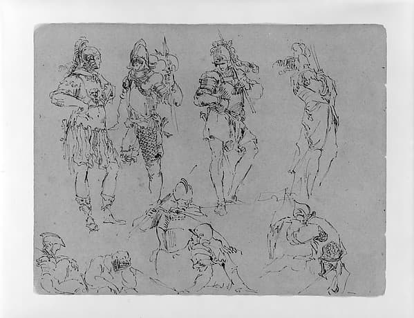 Nine Figures in Military Dress (from Sketchbook)