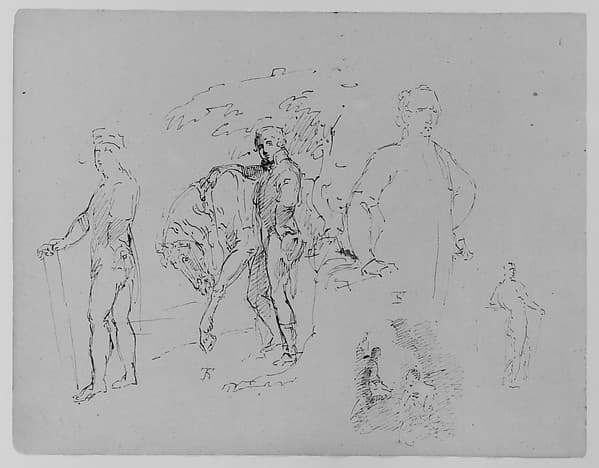 Charles I, after Van Dyke Dismounted Equestrian Portrait; Colonel George Kitts Coussmaker, after Reynolds (from Sketchbook)