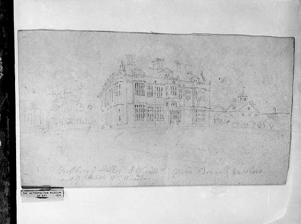 Felbrigg Hall, Southwest View (Gloria Deo in Excelsis), Seat of the Honorable William Windham (from McGuire Scrapbook)