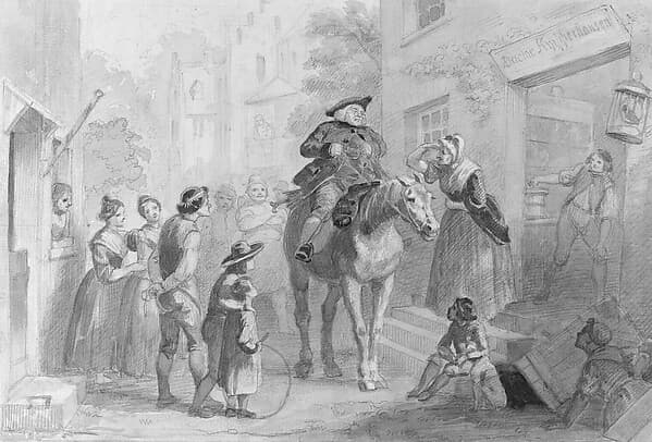 Village Scene with Dutch Colonial Figures (from Hosack Album)