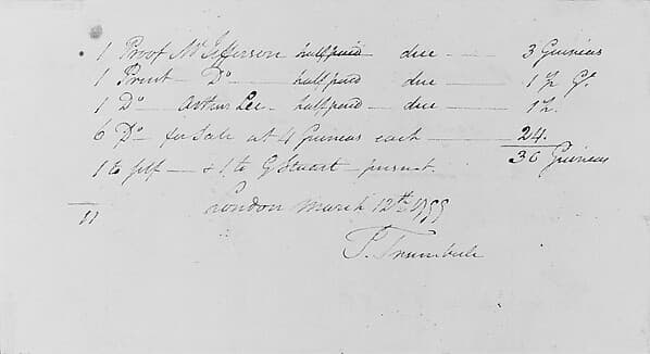 Disposition list for engravings of "The Sortie Made by the Garrison at Gibraltar"