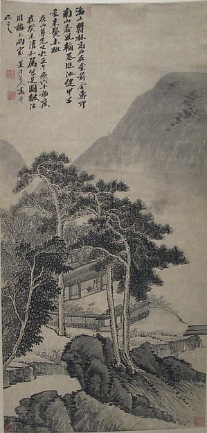 清 佚名 倣吳歷 茂林草堂圖 軸|A Lodge in the Hills