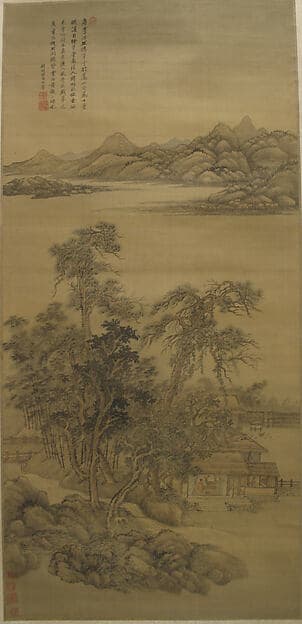 清 佚名 倣王翬 倣李公麟草堂圖 軸|Landscape in the Style of Li Gonglin