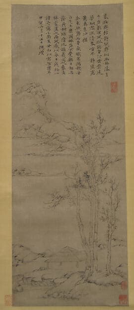 明/清 佚名 倣倪瓚 樂圃林居圖 軸|Landscape after Ni Zan (1306–1374)