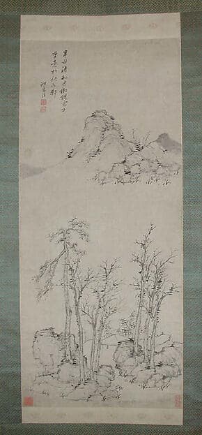 清 祁豸佳 倣倪瓚冬林亭子圖 軸|Pavilion amongst Wintry Trees after Ni Zan