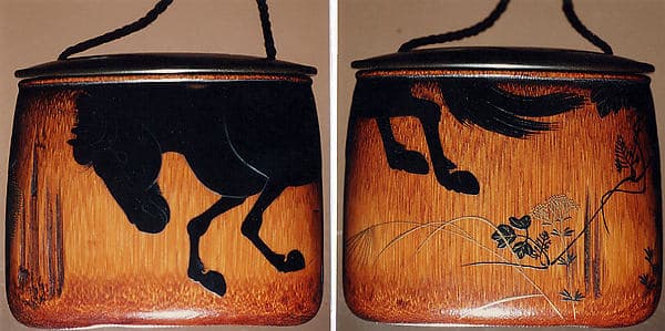 Case (Inrō) with Design of Horse and Autumn Grasses