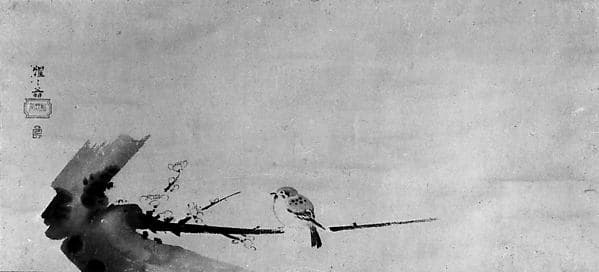 Sparrow on Plum Branch (Ume ni Suzume)