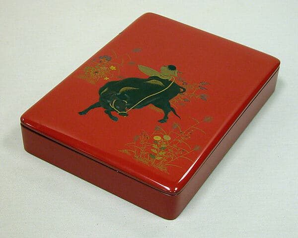 Writing Box with Design of Ox-Herding Boy Playing Flute
