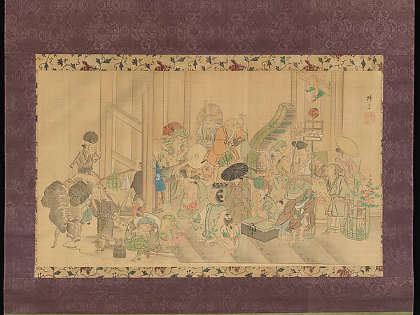 蹄斎北馬筆 雨宿り図|Taking Shelter from the Rain